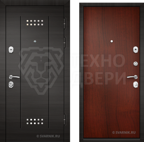 Дверь металлическая для дачи коричневая D-1022