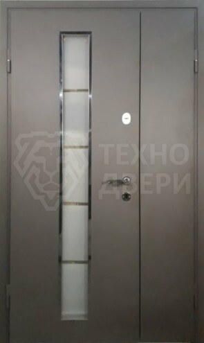 Полуторная входная элитная дверь с остеклением и отделкой МДФ недорого ДВЭ-13