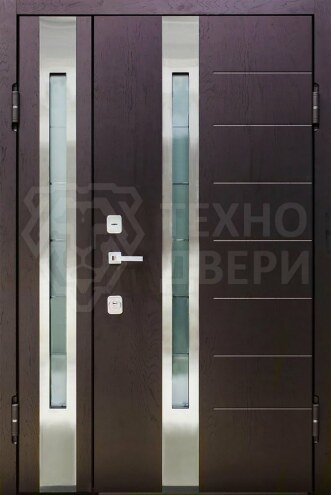Распашная входная дверь со стеклопакетом элитная в классическом стиле ДВЭ-390