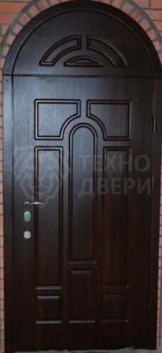Металлическая однопольная дверь арочная с верхней вставкой в квартиру ДВЭ-511